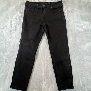 American Eagle Skinny Jeans Stretch Mid Rise Womens Size 14 Short Black